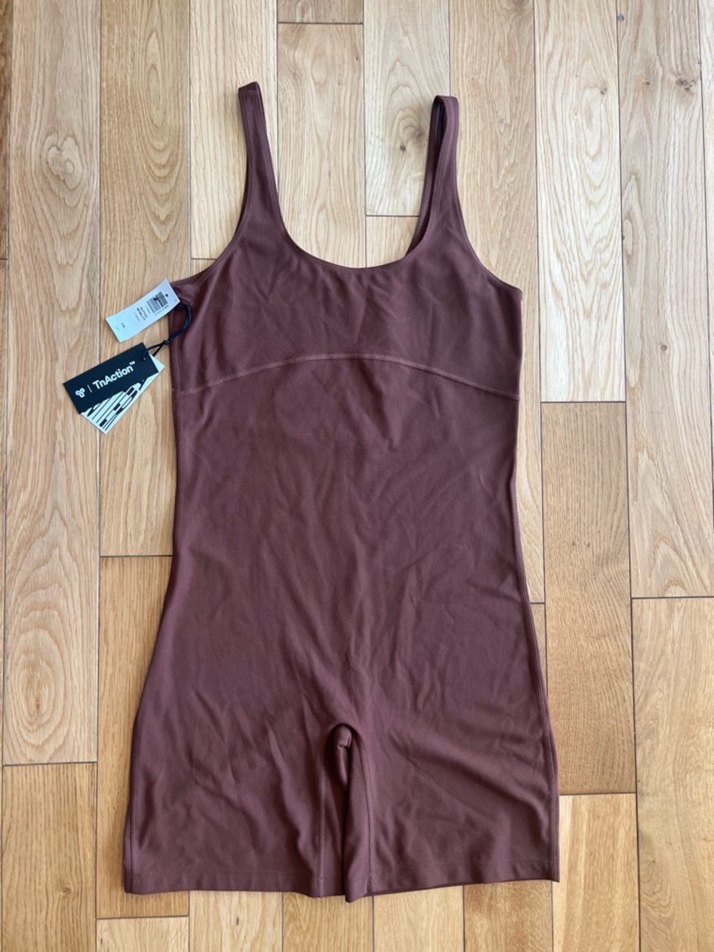 NEW Tna Aritzia Butter Mobility Romper Cognac Brown Athletic Womens Size M